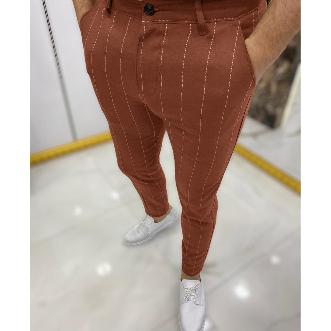 MEN's SLIM FIT CHECK SUIT PANTS