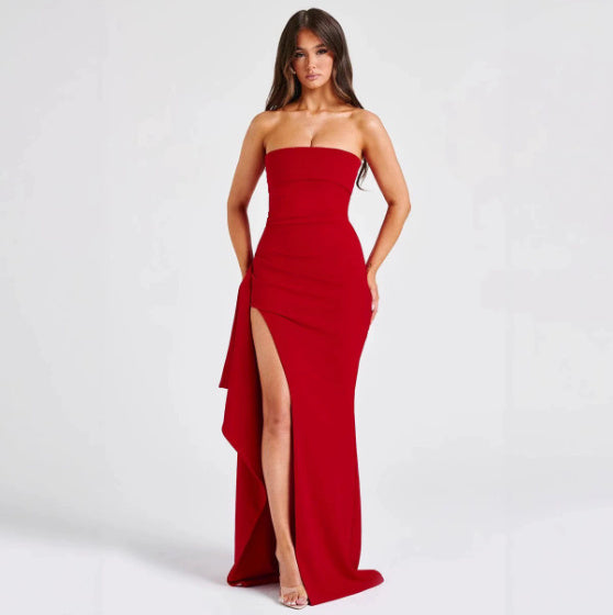 SEXY BACKLESS HIGH SLIT DRESS KLEID